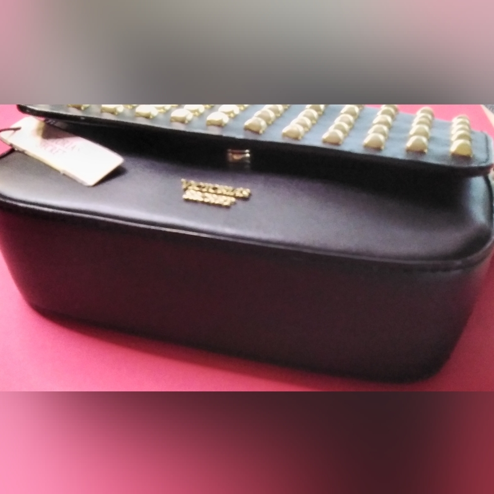 Victoria's secret Brand New!! (gold studded) Black, crossbody, or clutch. - Picture 4 of 8